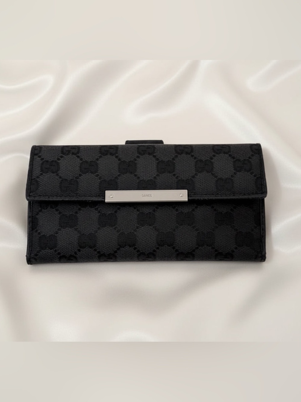 Gucci Black GG Canvas long wallet/Crossbody/Clutch